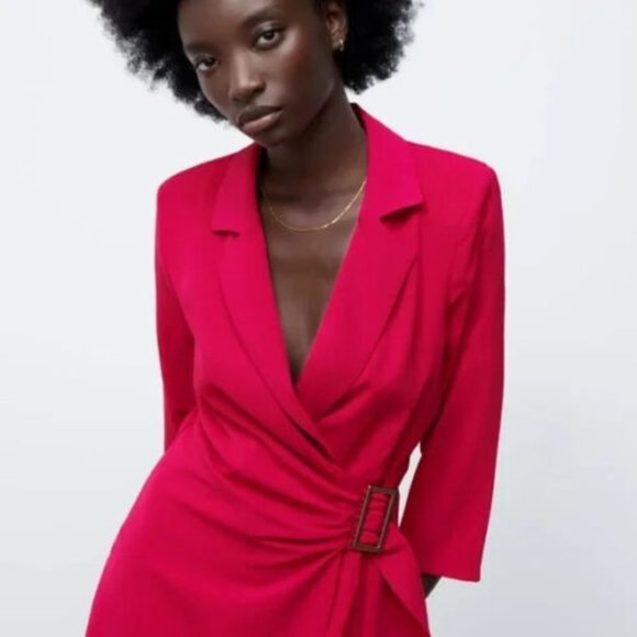 NWT ZARA BUCKLEWRAPJUMPSUITBLAZER ROMPER FUCHSIA CLUBCOCKTAILPARTY 0387/055/SZ S - Picture 2 of 14